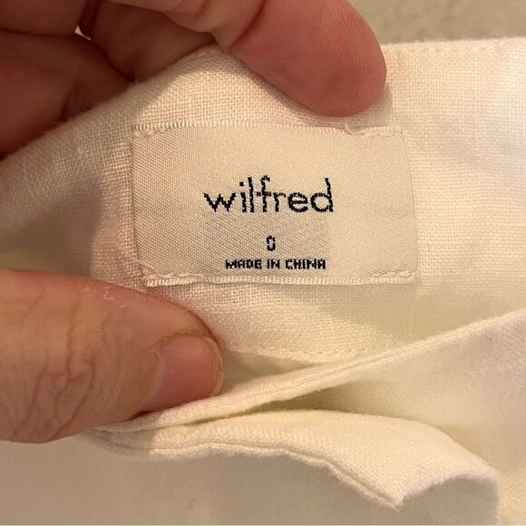 Aritzia Wilfred Lachlan Linen Button Front A-Line Mini Skirt in White size 0 - Picture 5 of 11
